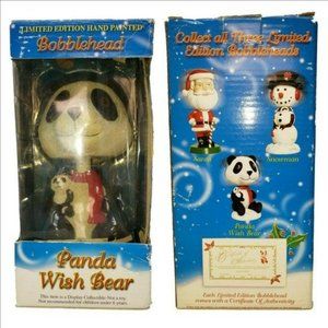Limited Edition Hand Painted Bobble head Panda Wish Bear New In Box 2001